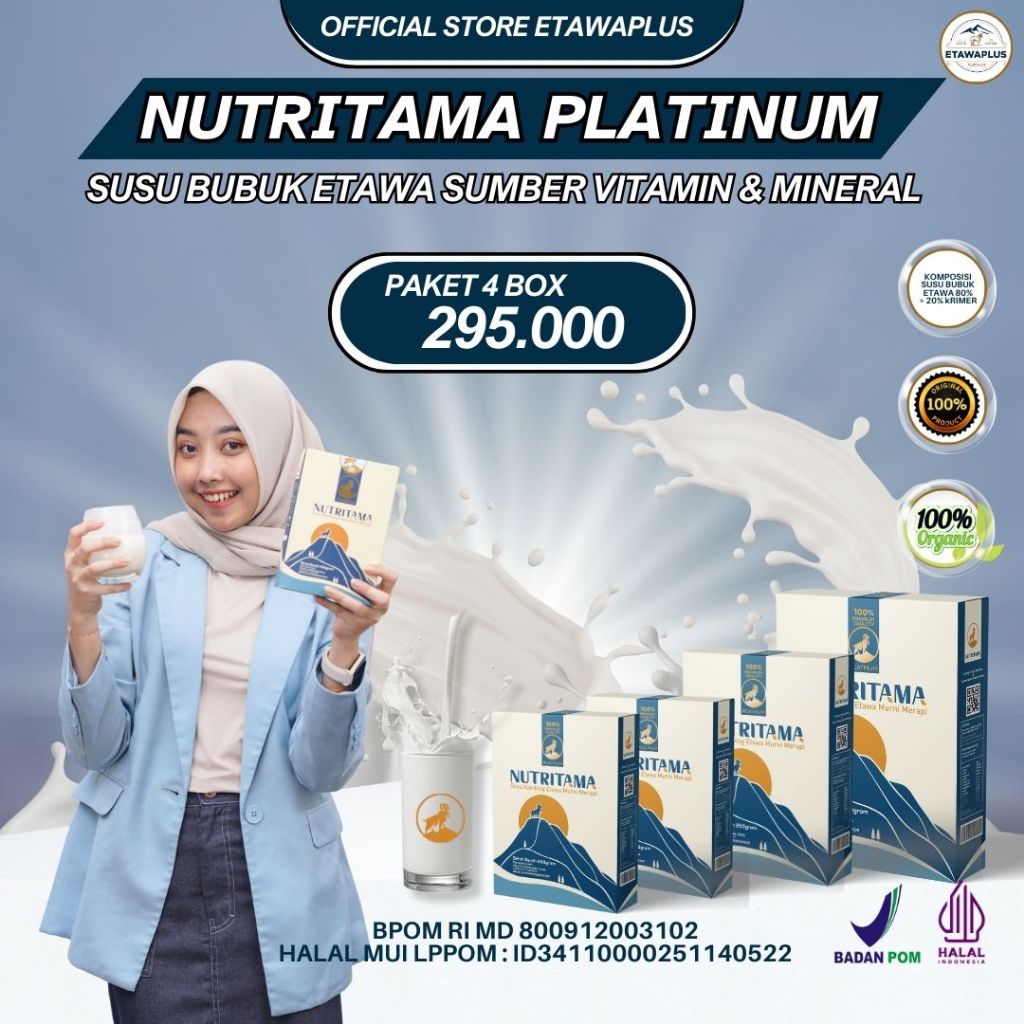 Nutritama Platinum Susu Kambing Etawa Kemasan 250gram Paket 4 box