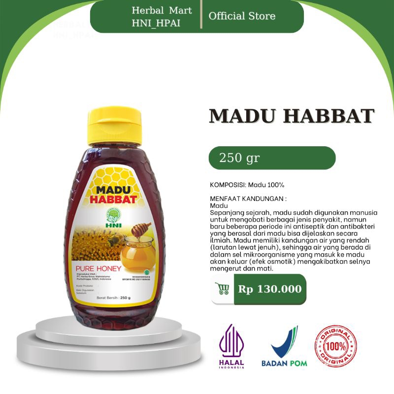 

Herbal Mart _ HNI.HPAI (100% Produk Original) Madu Habbat Hni_Hpai 250 ml