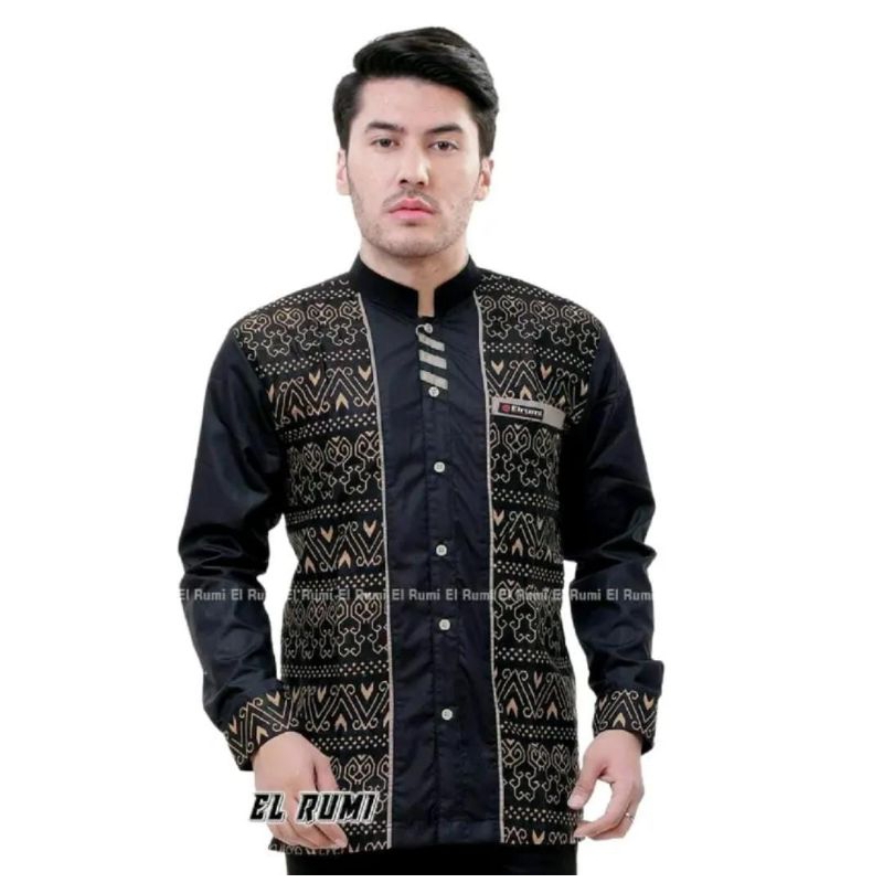 Baju Koko Elrumi Motif Batik Jarilist