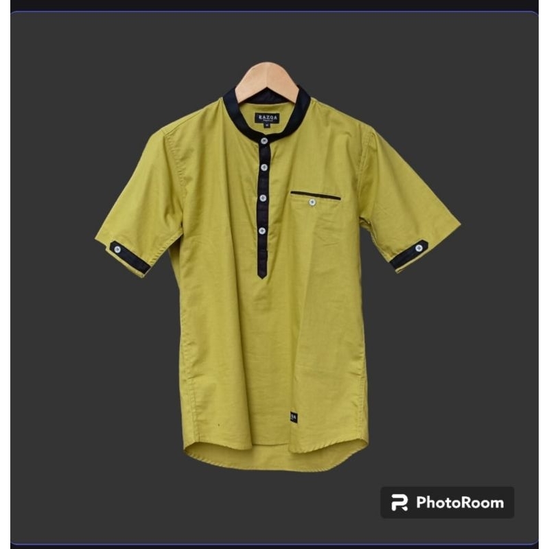Kemeja koko Pria warna Lime Pendek variasi / Kemko remaja modern hijau lime / COD Baju Kemeja dewasa