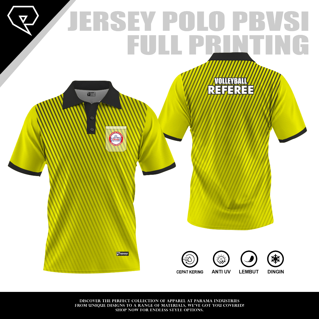 [Ready Stock] Parama Industries || Jersey Premium Referee Volley Ball || Baju Wasit PBVSI Pocket