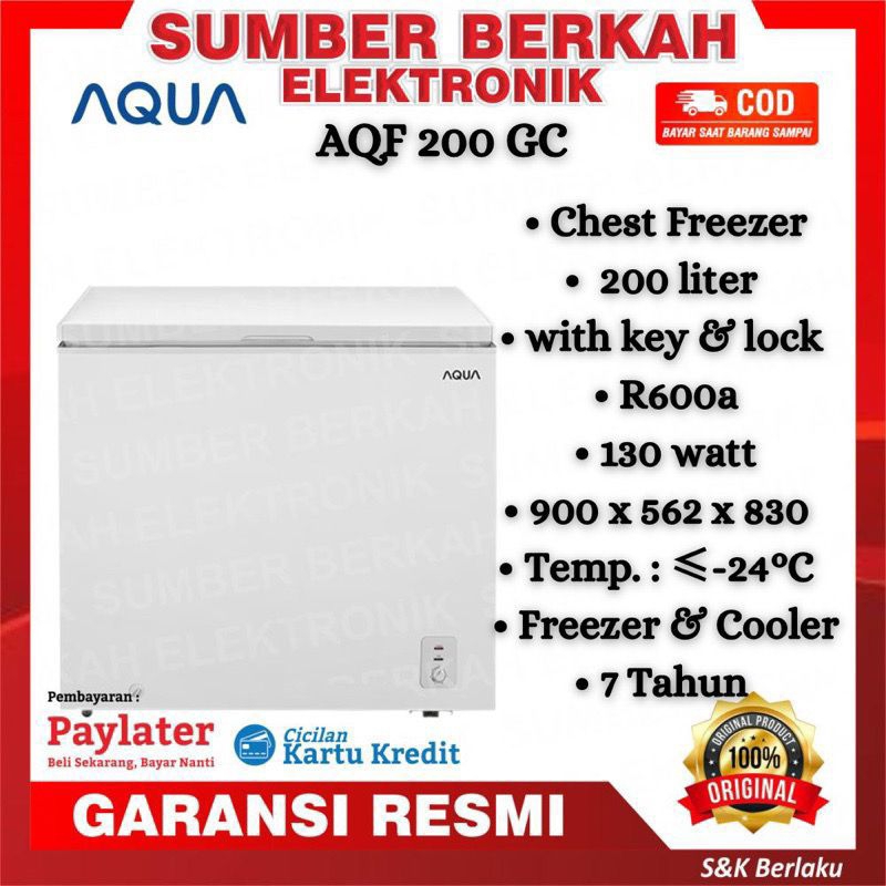 AQUA Chest Freezer / Box Freezer 200 Liter 130watt AQF-200 GC PROMO