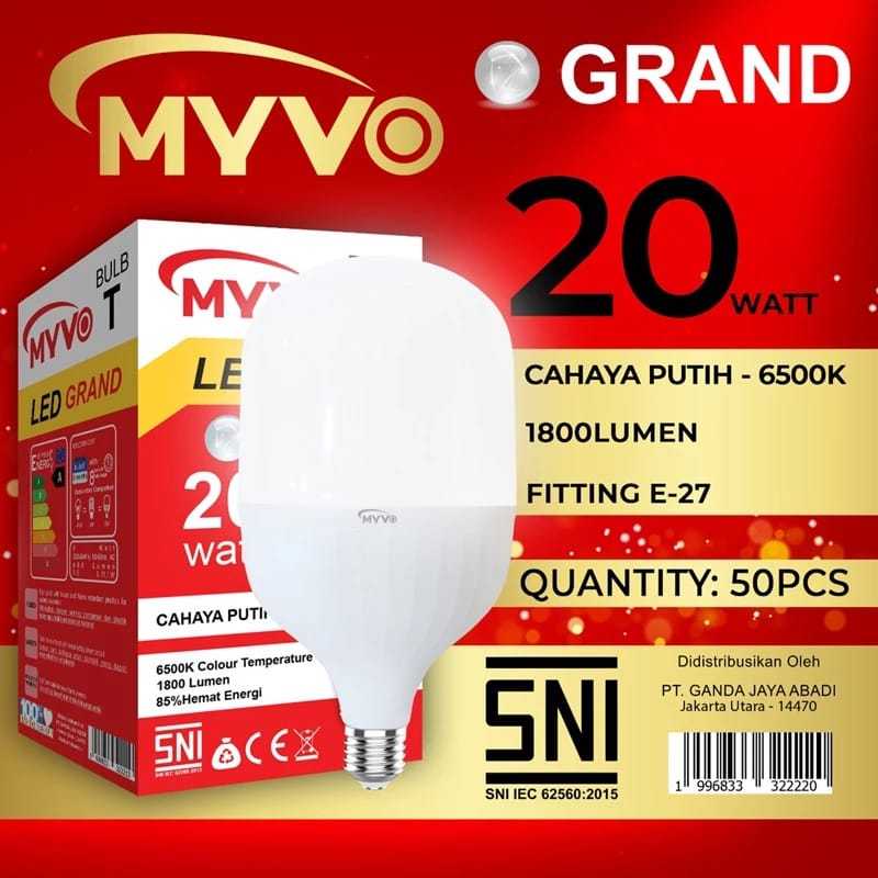 MYVO GRAND LAMPU LED PUTIH T BULB 20 WATT
