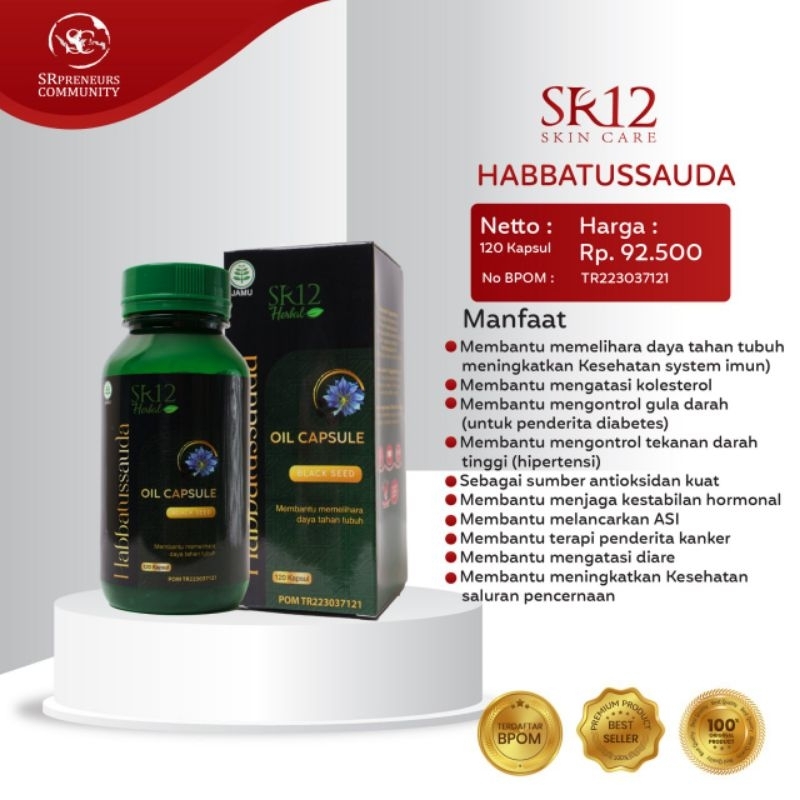 SR12 Habbatussauda Oil Kapsul Grade A Premium / 100% Habasyi Murni isi  120 Kapsul