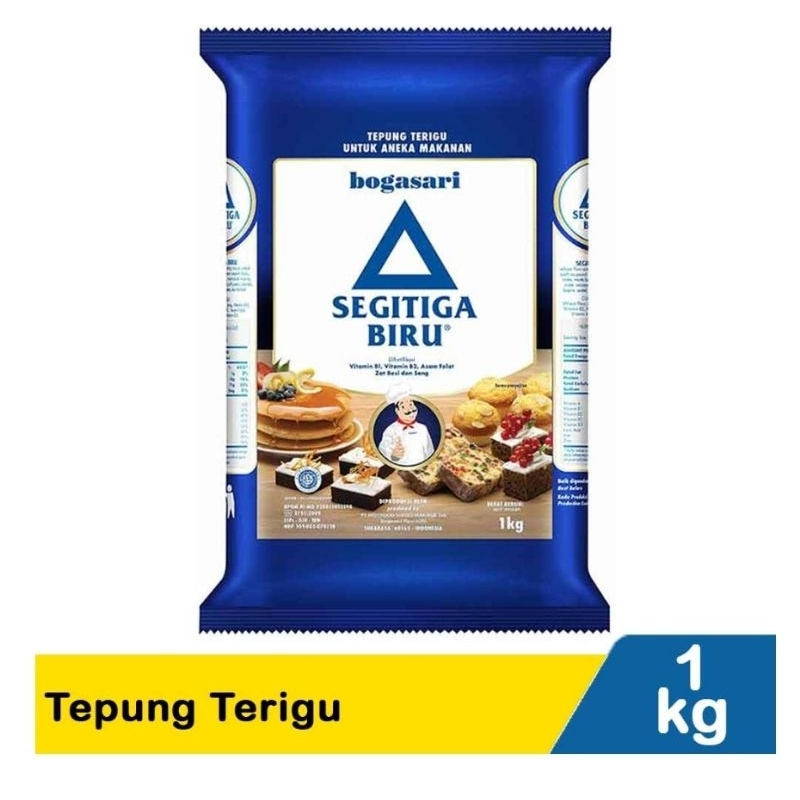 

BOGASARI | SEGITIGA BIRU transparan / premium / cakra kembar / kunci biru tepung terigu kemasan 1kg