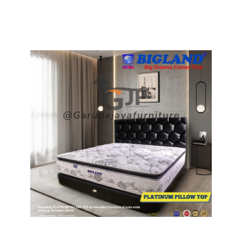 BIGLAND KASUR SPRING BED PLATINUM PILLOW TOP / KASUR EMPUK BERKUALITAS PUTIH PLATINUM