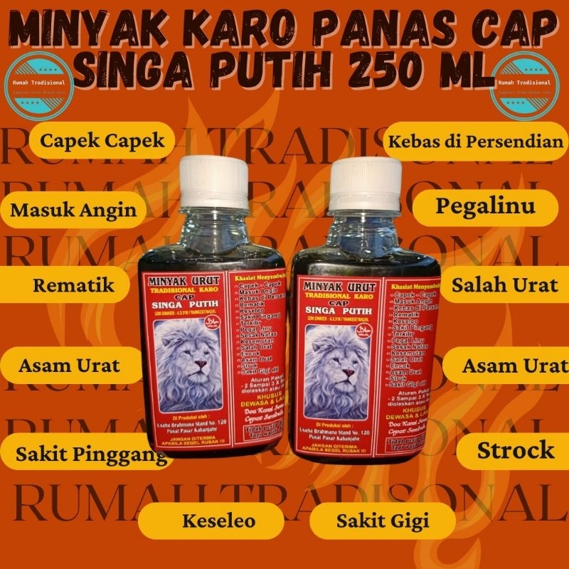 

Minyak Karo Cap Singa Putih 250ml