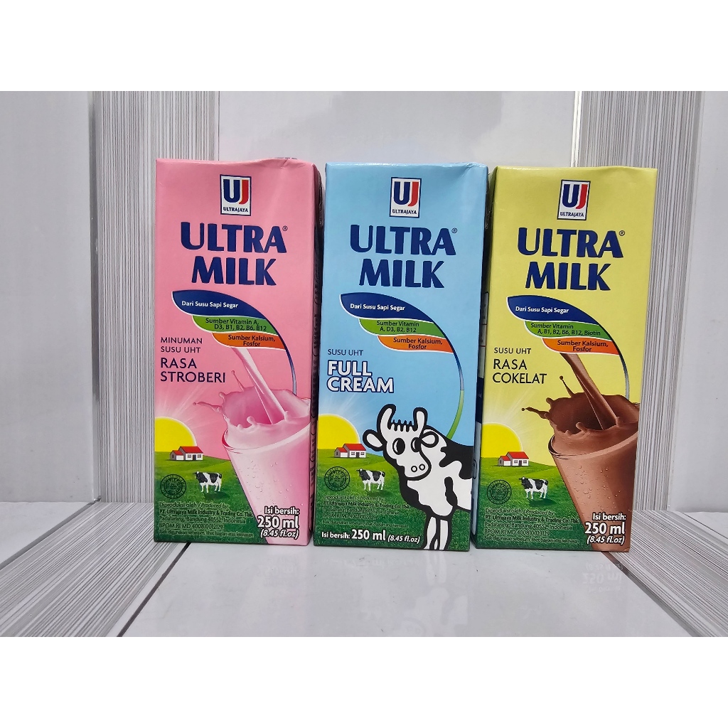 

Ultra Milk Susu UHT 250ml Cokelat / Full Cream / Stroberi