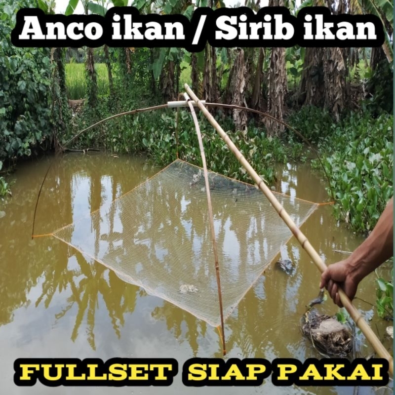 Anco ikan siap pakai fullset bambu jaring penangkap ikan