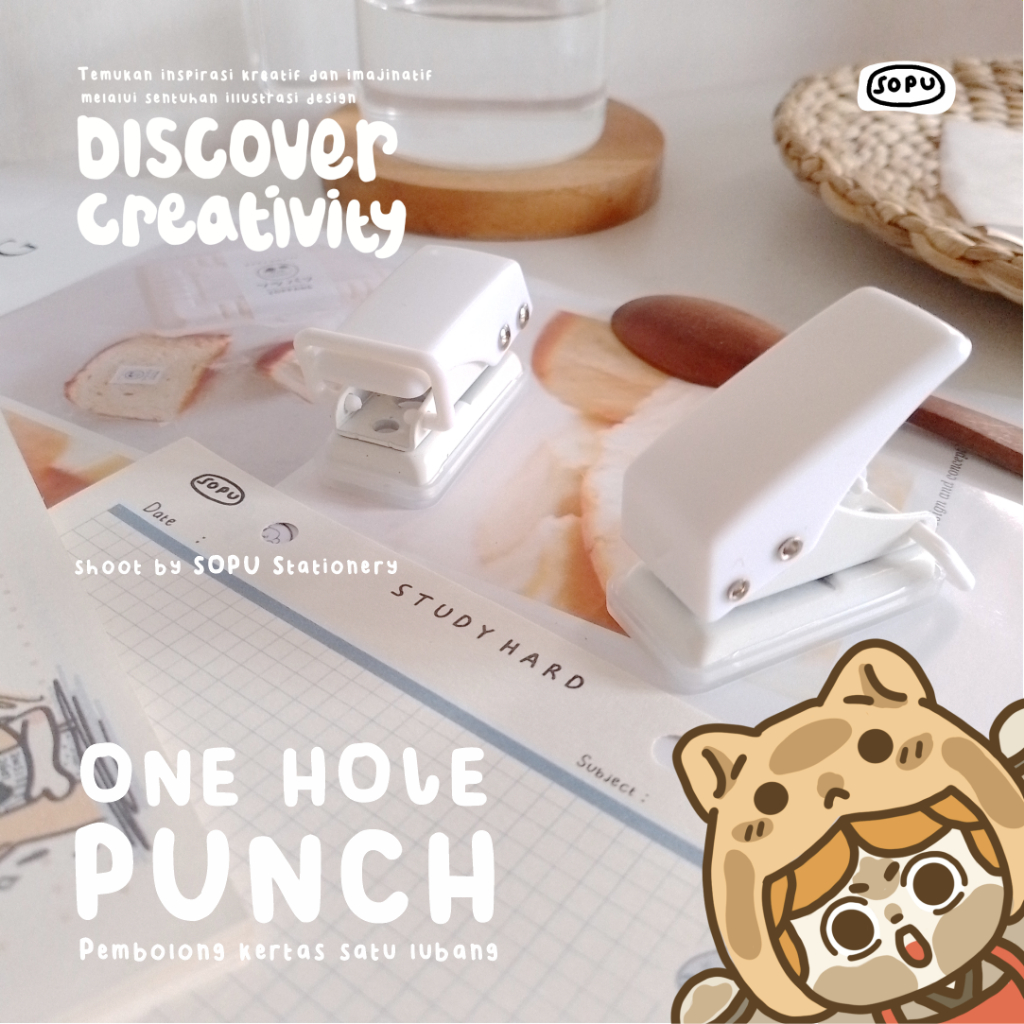 

Pembolong Kertas Mini Punch Satu Lubang One Hole Punch White Aesthetic Mini Cute Stapler Kertas Planner DIY Scrapbook