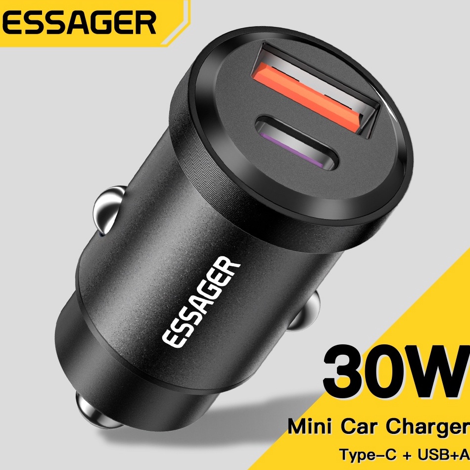 Stok Terbatas ESSAGER Car Charger Colokan Mobil Fast Charger 2 Ports