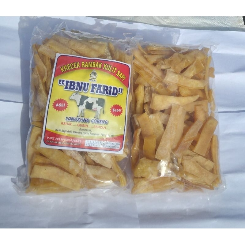 

Kerupuk Kulit Sapi Super/Krecek Kulit Sapi Stik Kemasan 500gr