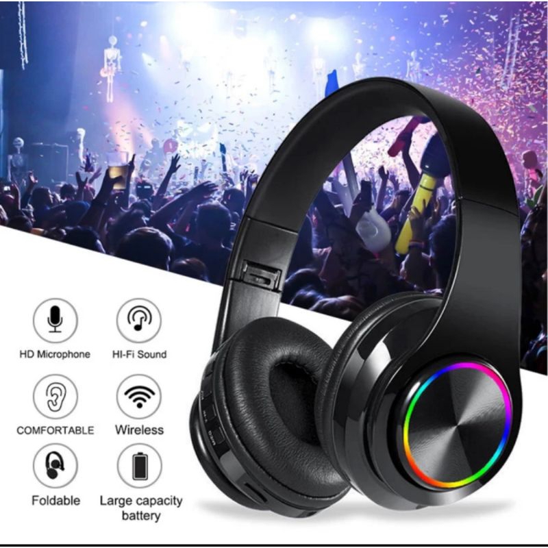Headphone Wireless Bluetooth B39 Headset Lampu RGB