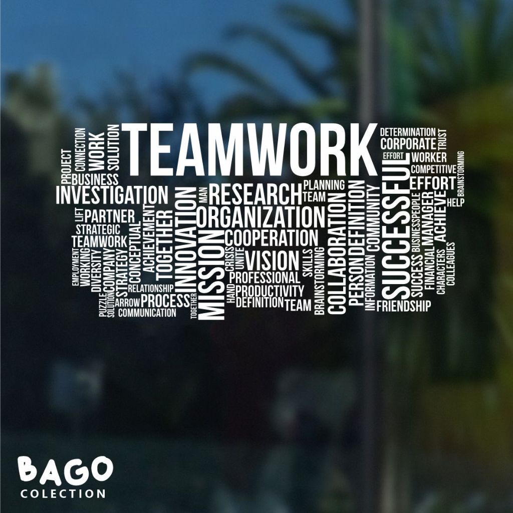 Stiker Dinding Kaca Aesthetic Katakata Motivasi Team work