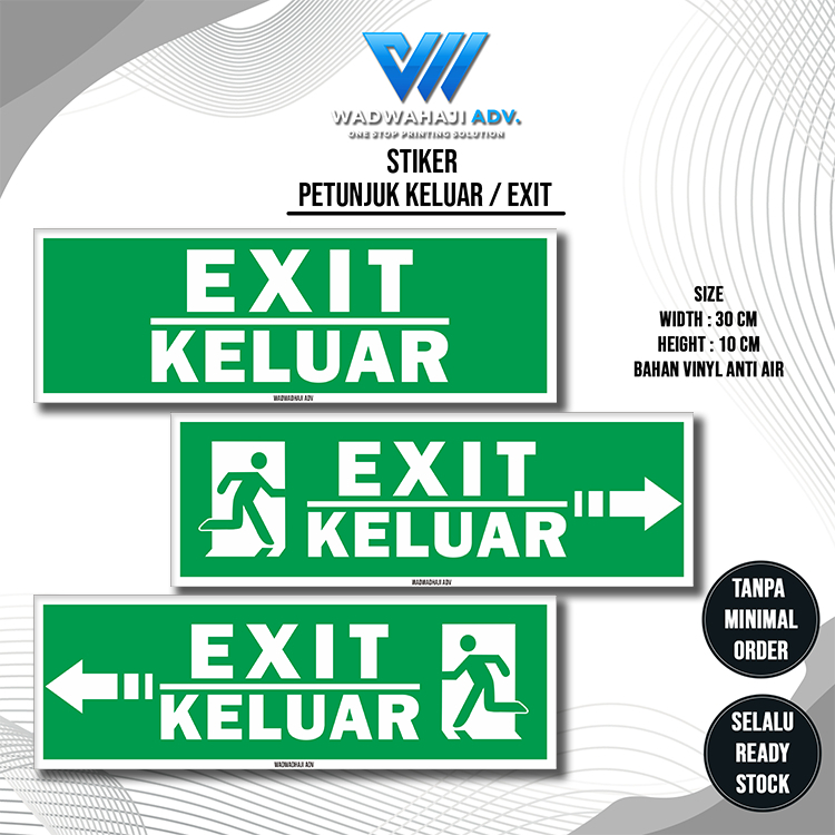 

STIKER Petunjuk Keluar | Exit wadwahaji Bahan vinyl anti air