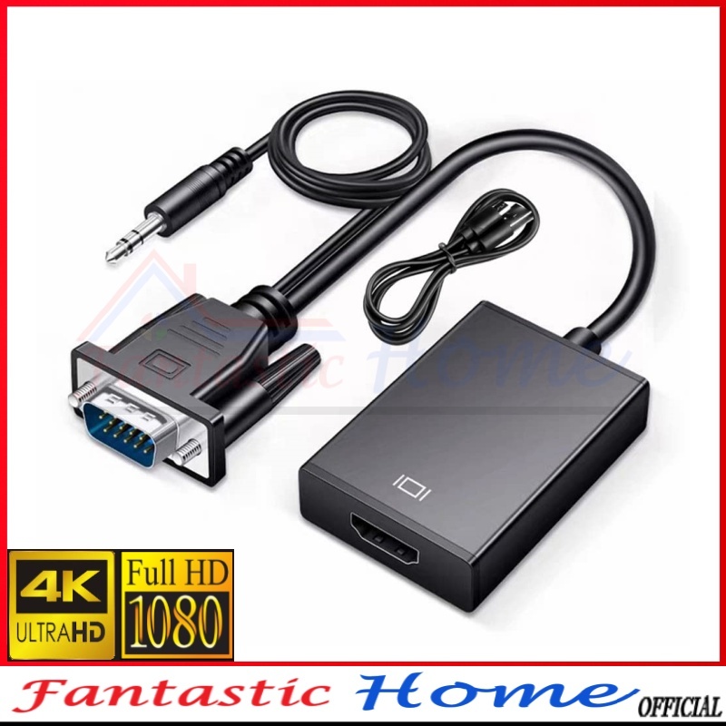 Adapter VGA Input TO HDMI Output With Audio Input HD1080P Untuk PC Laptop Projector HDTV