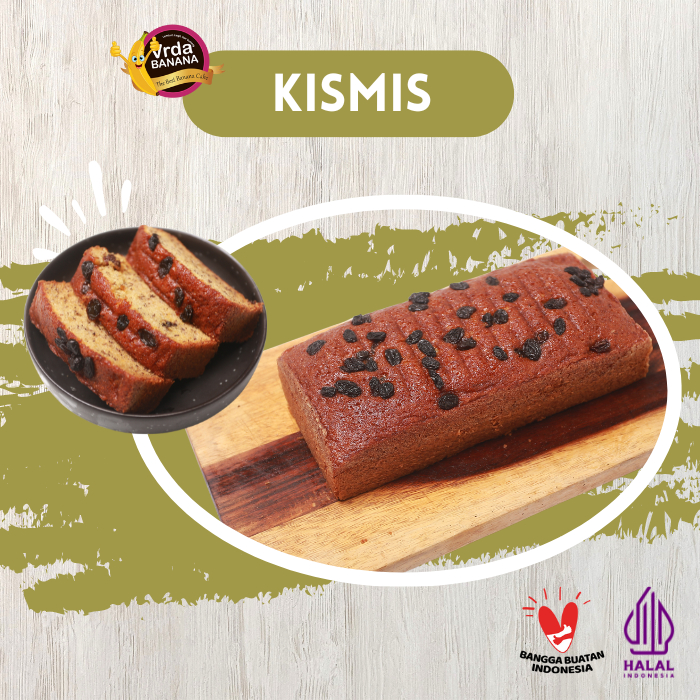 

Vrda Banana Cake kismis - kue Bolu Pisang topping kismis