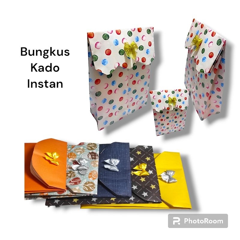 

bungkus kado instan 5pcs bungkus kado sudah jadi plus pita papper bag