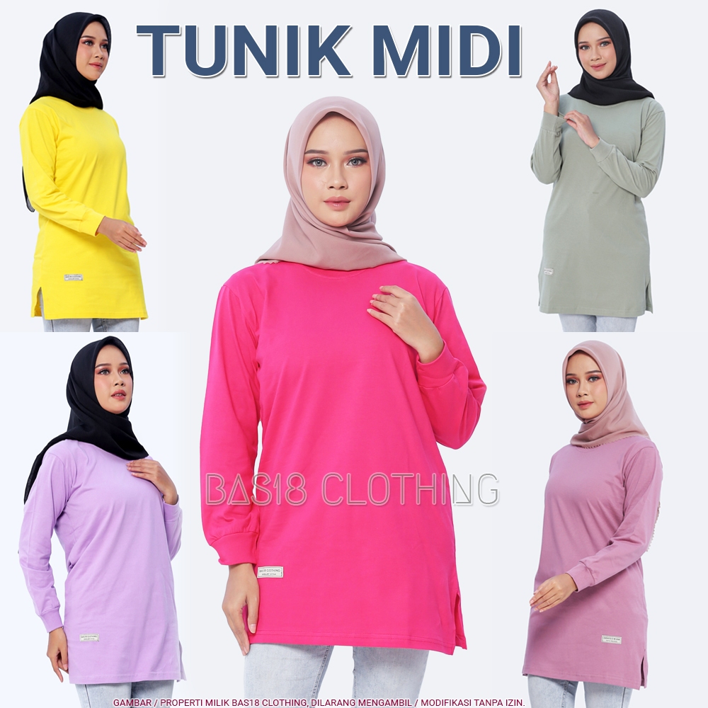 Kaos Tunik Wanita Terbaru Premium / Kaos Polos Tunik Muslimah / Atasan Tunik Kaos Midi Tebal