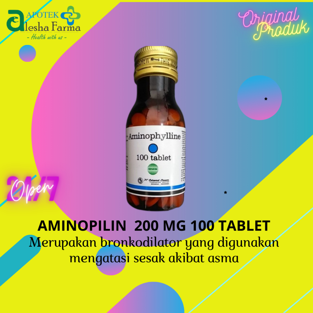 Aminophylline 200 mg Botol 100 Tablet | Asma | Aminophylin