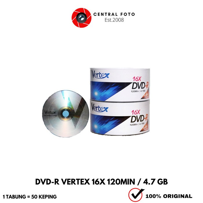 Kaset DVD DVD-R DVD Kosong Vertex 4.7GB 120Min 16X