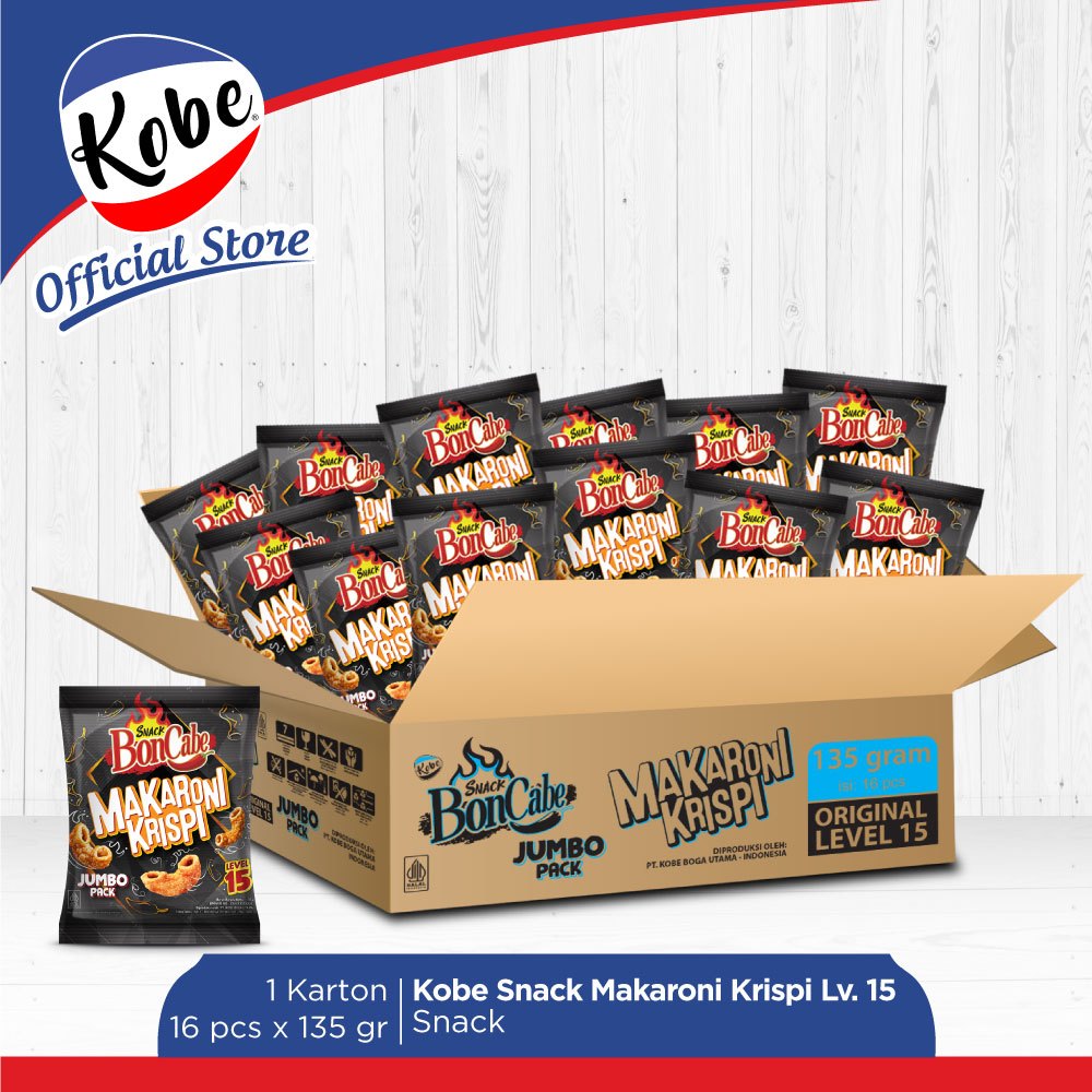 

Snack BonCabe Makaroni Level 15 135gr 1 Karton Isi 16 Pcs