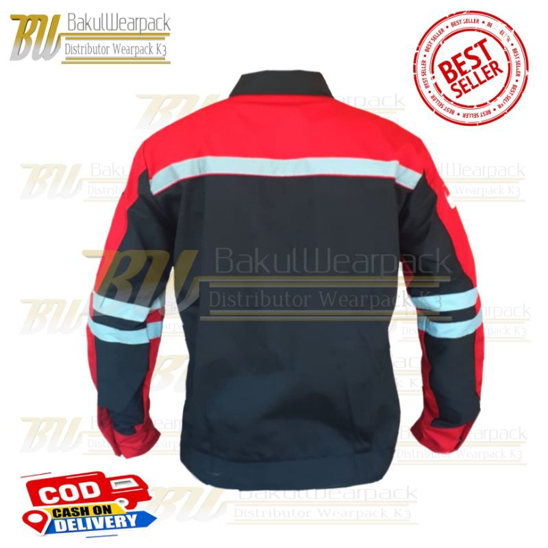 BEST SELLER WEARPACK SAFETY / KEMEJA SAFETY ATASAN / BAJU SAFETY ATASAN HITAM MERAH