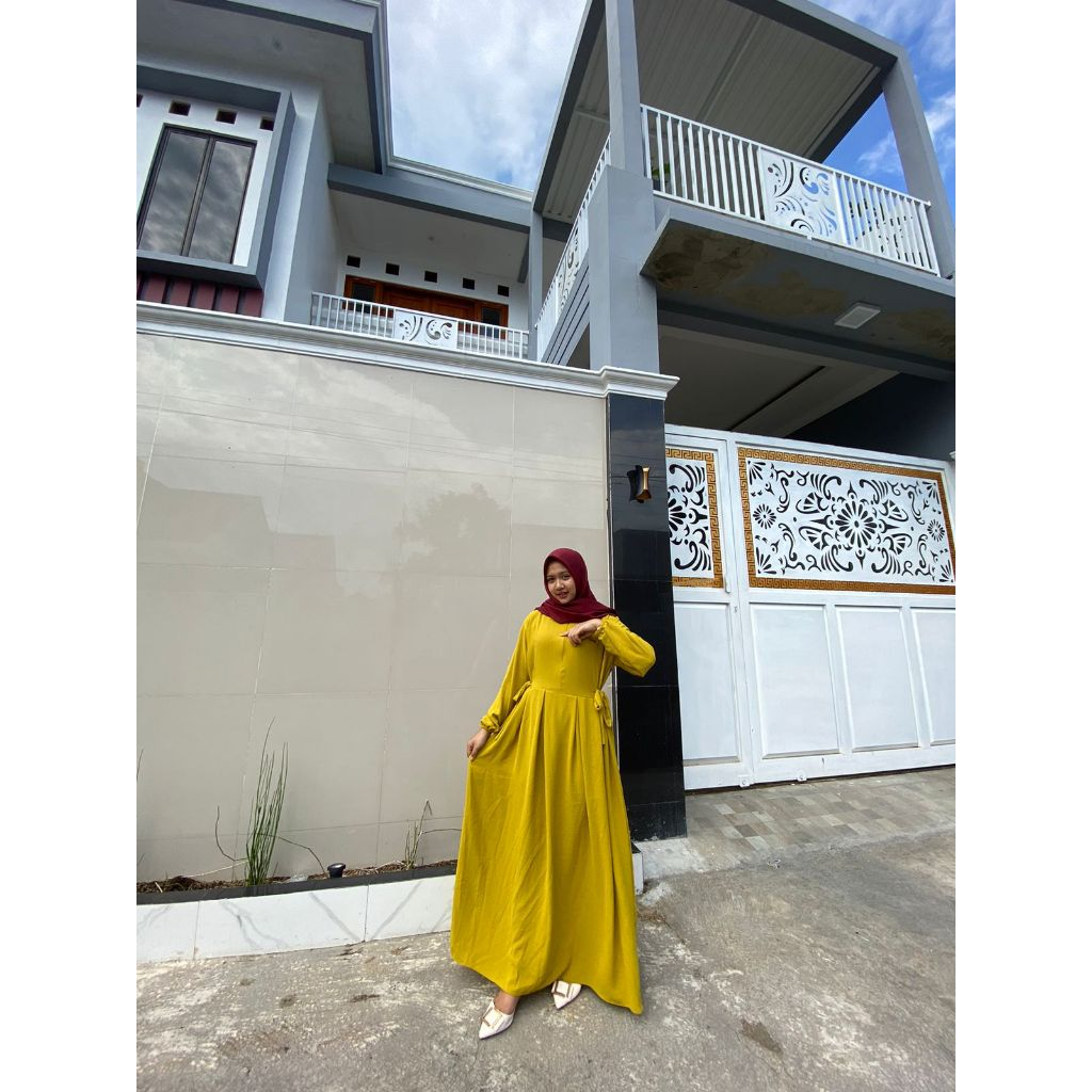 GAMIS NIKITA CRINKLE AIRFLOW TERBARU LD 110CM PB 130-LIME