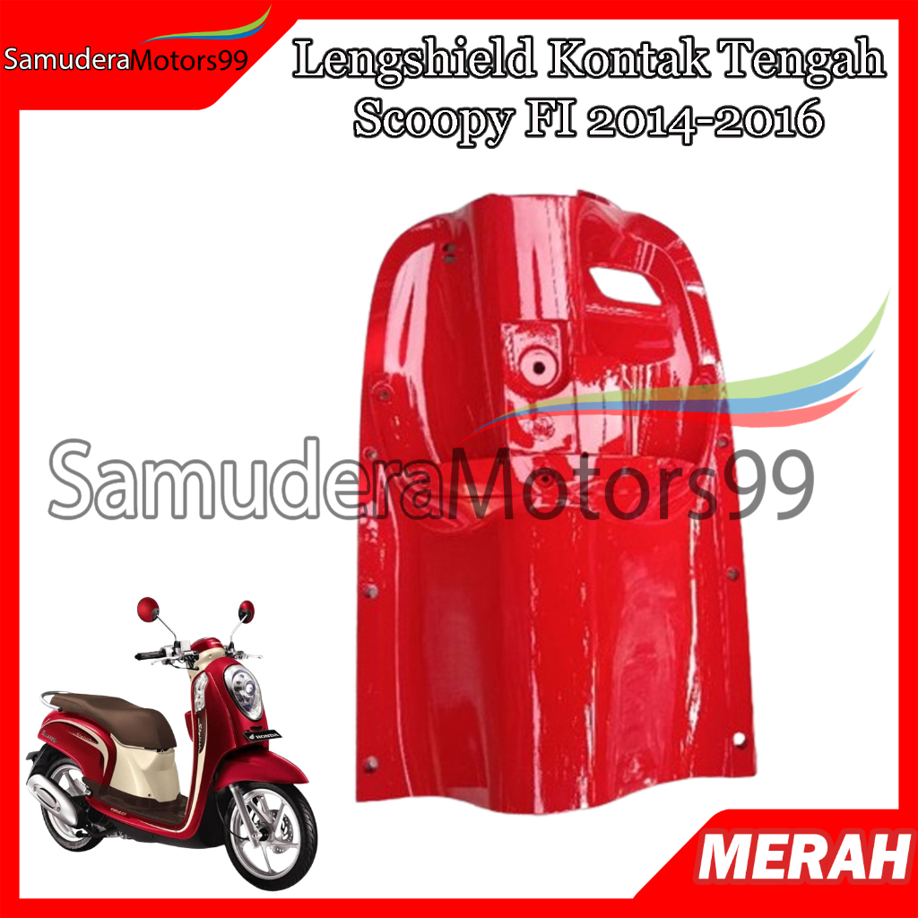 Cover Legshield Kontak Tengah Honda Scoopy FI 2013-2016 Merah Cabe