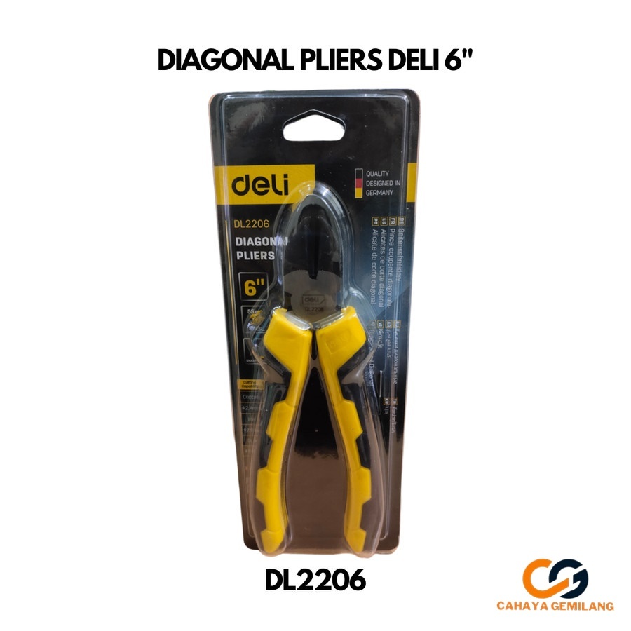 Tang Potong Kawat DELI 6" Inch Diagonal Cutting Nippers Pliers CGP