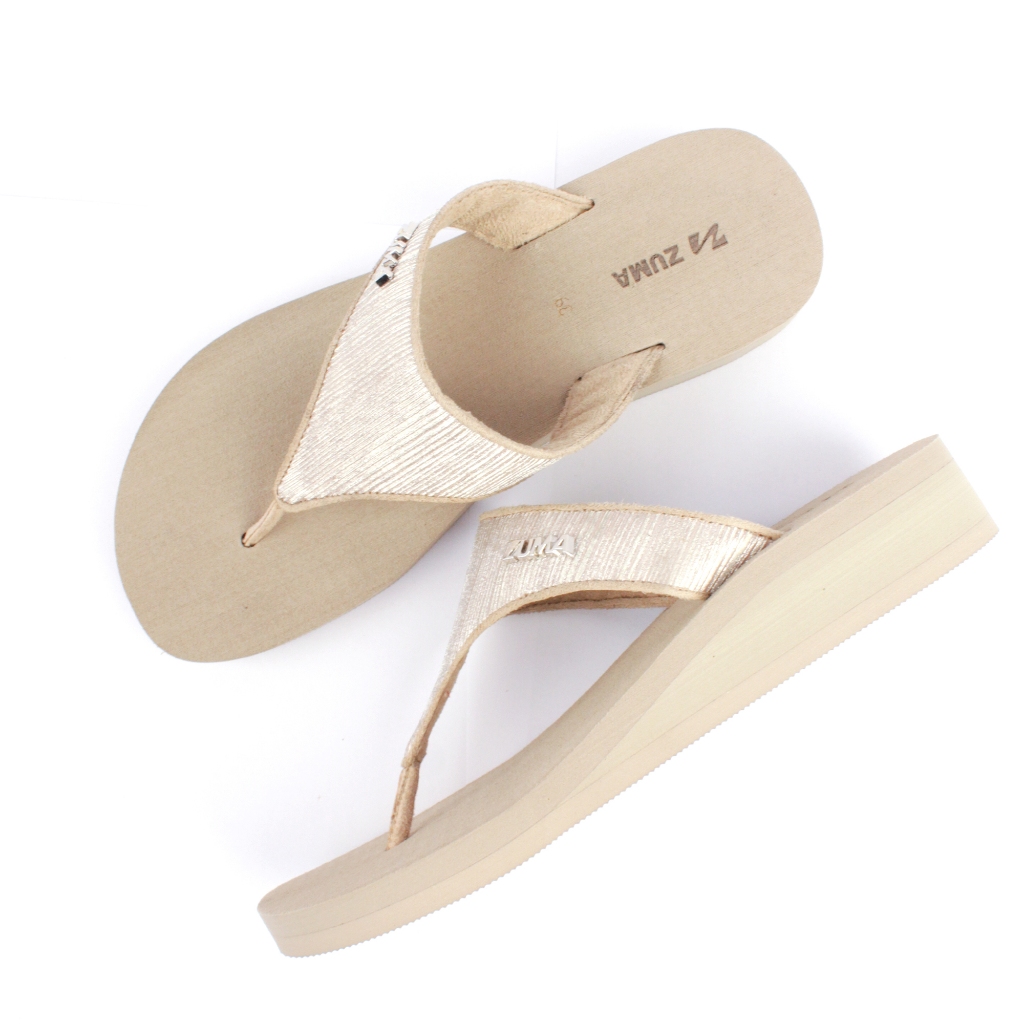 Zuma Women Iris 4 Beige , Sandal Jepit Wanita Wedges Karet Polos, Beige