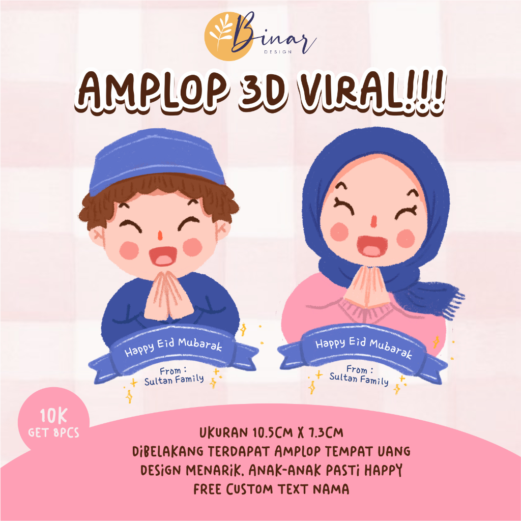 

Amplop Lebaran Viral 3D (8PCS)