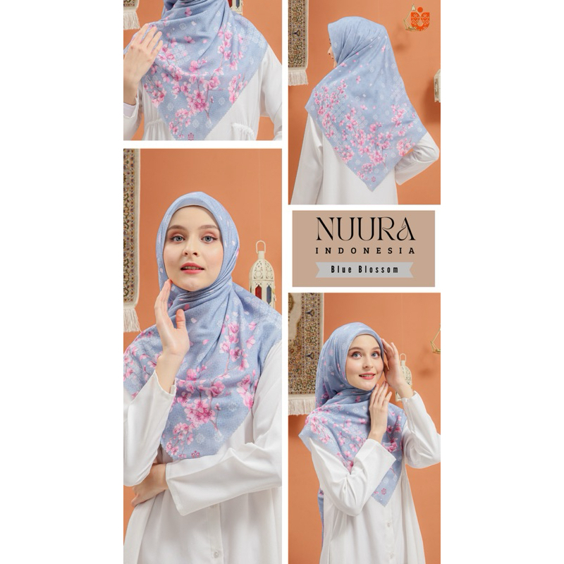 NUURA - BLUE BLOSSOM SIGNATURE SCARF VOAL HIJAB SEGI EMPA