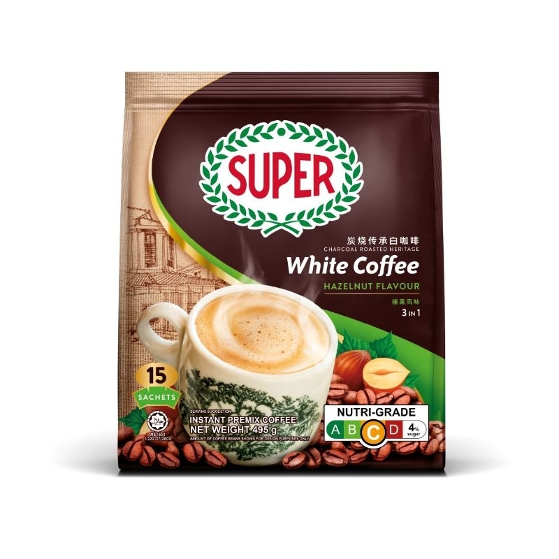 

Super 3 In 1 White Coffee Hazelnut 540gr Free 1 Sachet