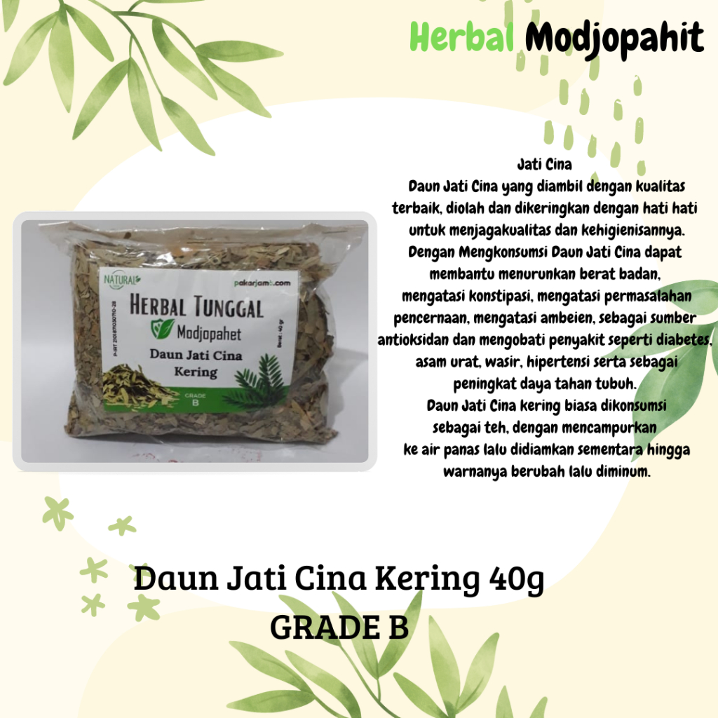 

Herbal Tunggal Kering Modjopahet Daun jati cina kering 40g
