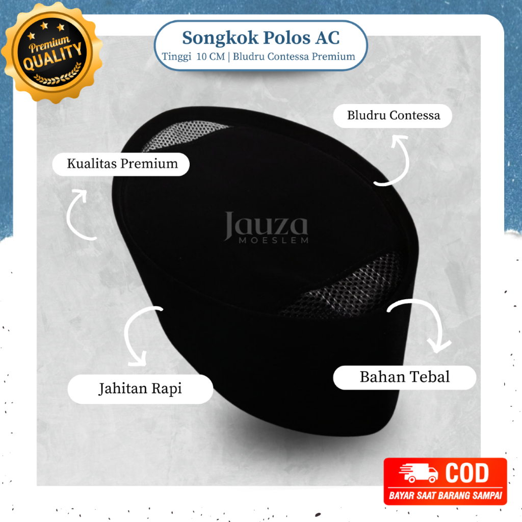 Peci Songkok Polos | Peci Songkok Hitam | Songkok AC | Songkok Premium | Peci Songkok Polos Hitam