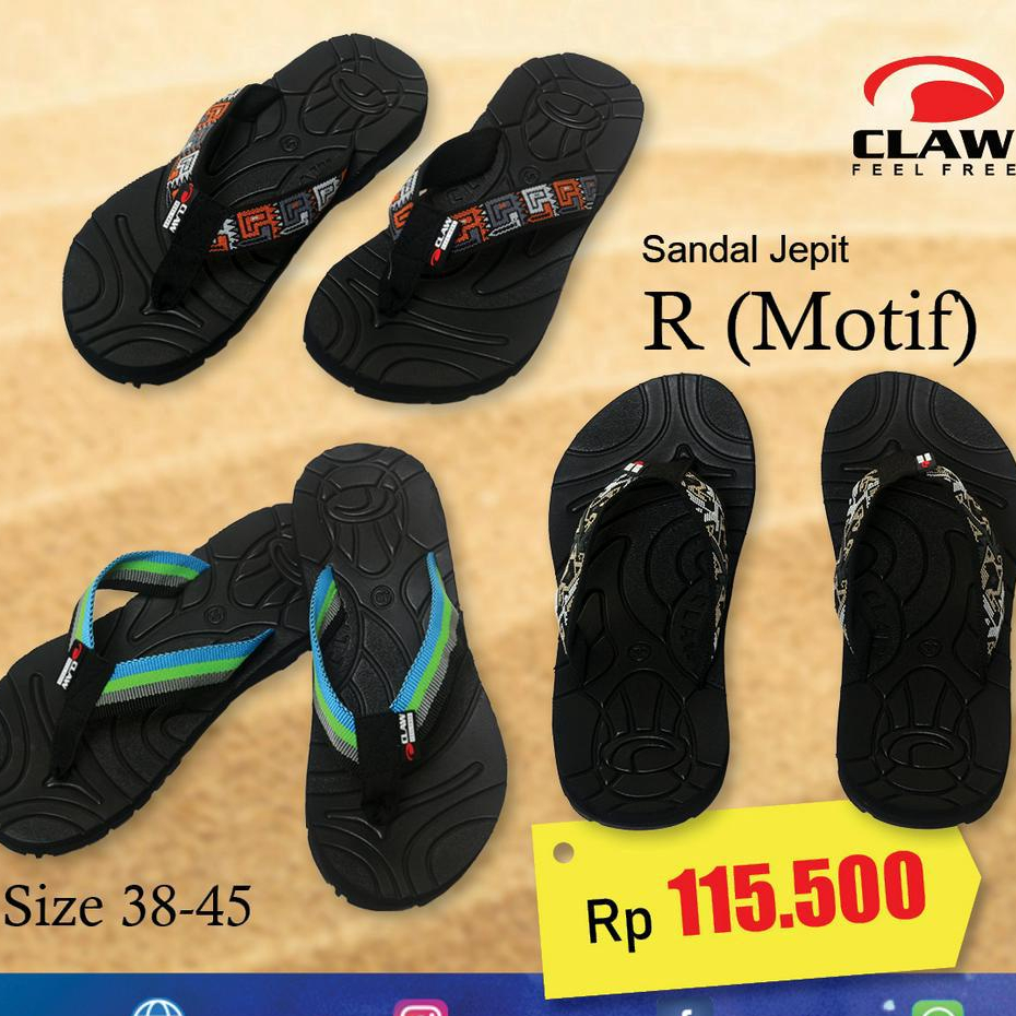 Sandal Jepit - Jepit Motif - Sandal R Motif  - Sandal jepit Claw