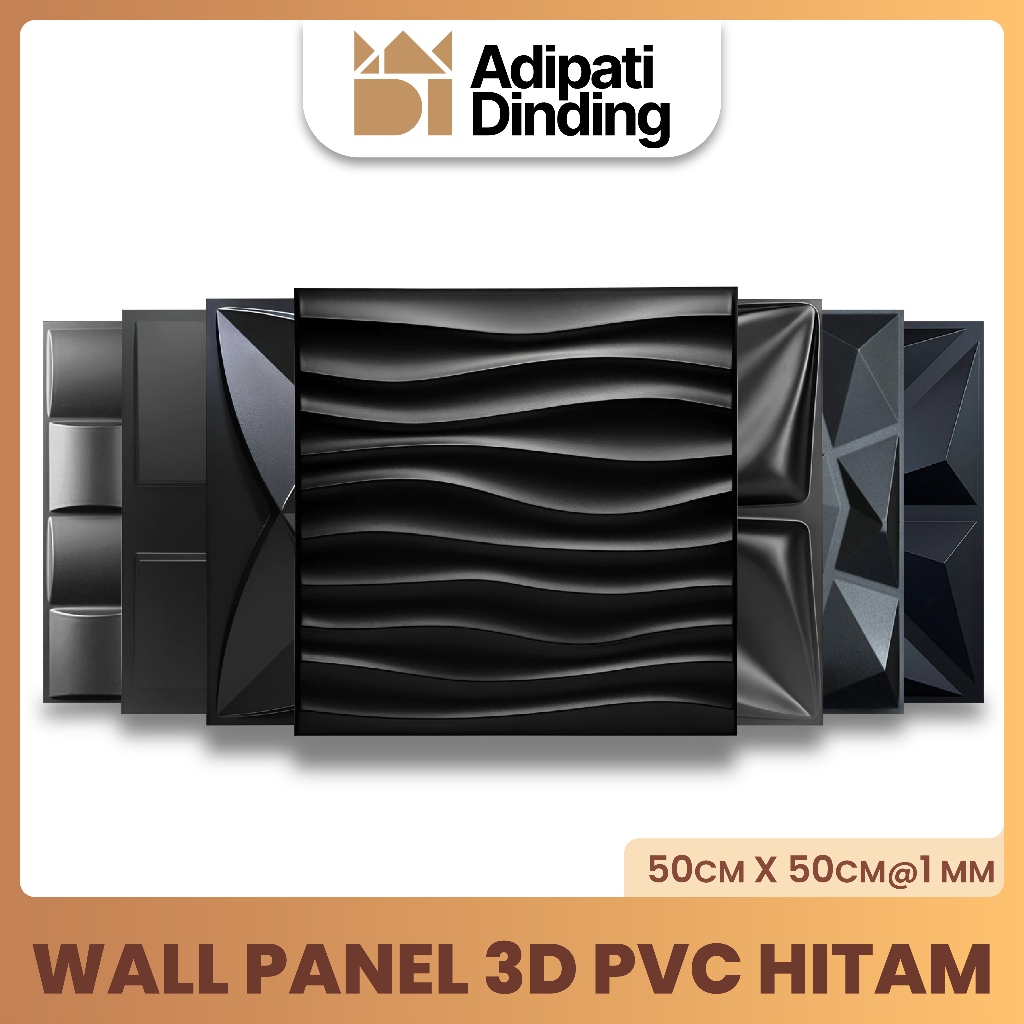 WALL PANEL 3D PVC WARNA HITAM / WALL PANEL BAHAN PVC WARNA BLACK DEKORASI DINDING / WALLPANEL / PANE