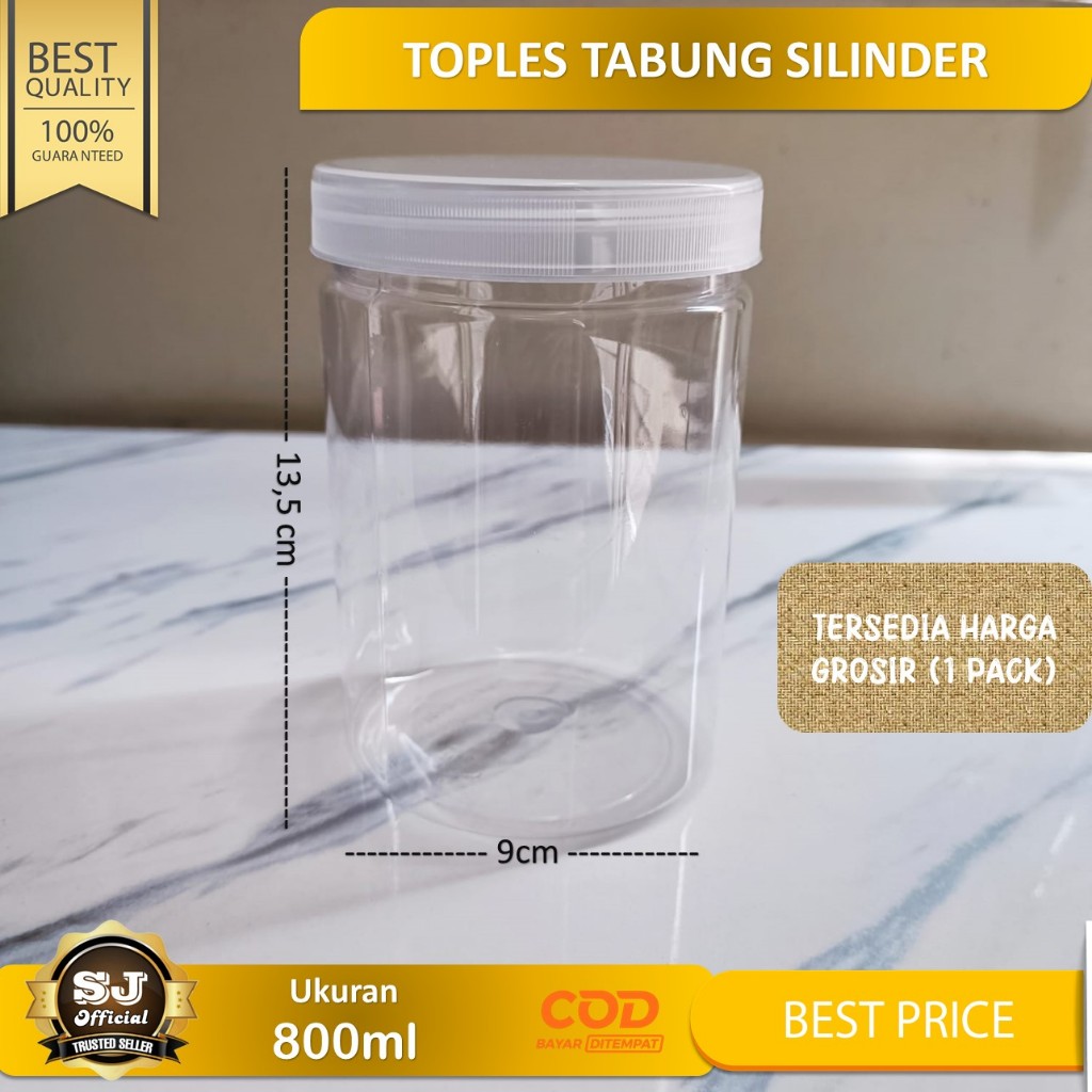TOPLES TABUNG 800ml - Toples Kue Kering Model Tabung Silinder