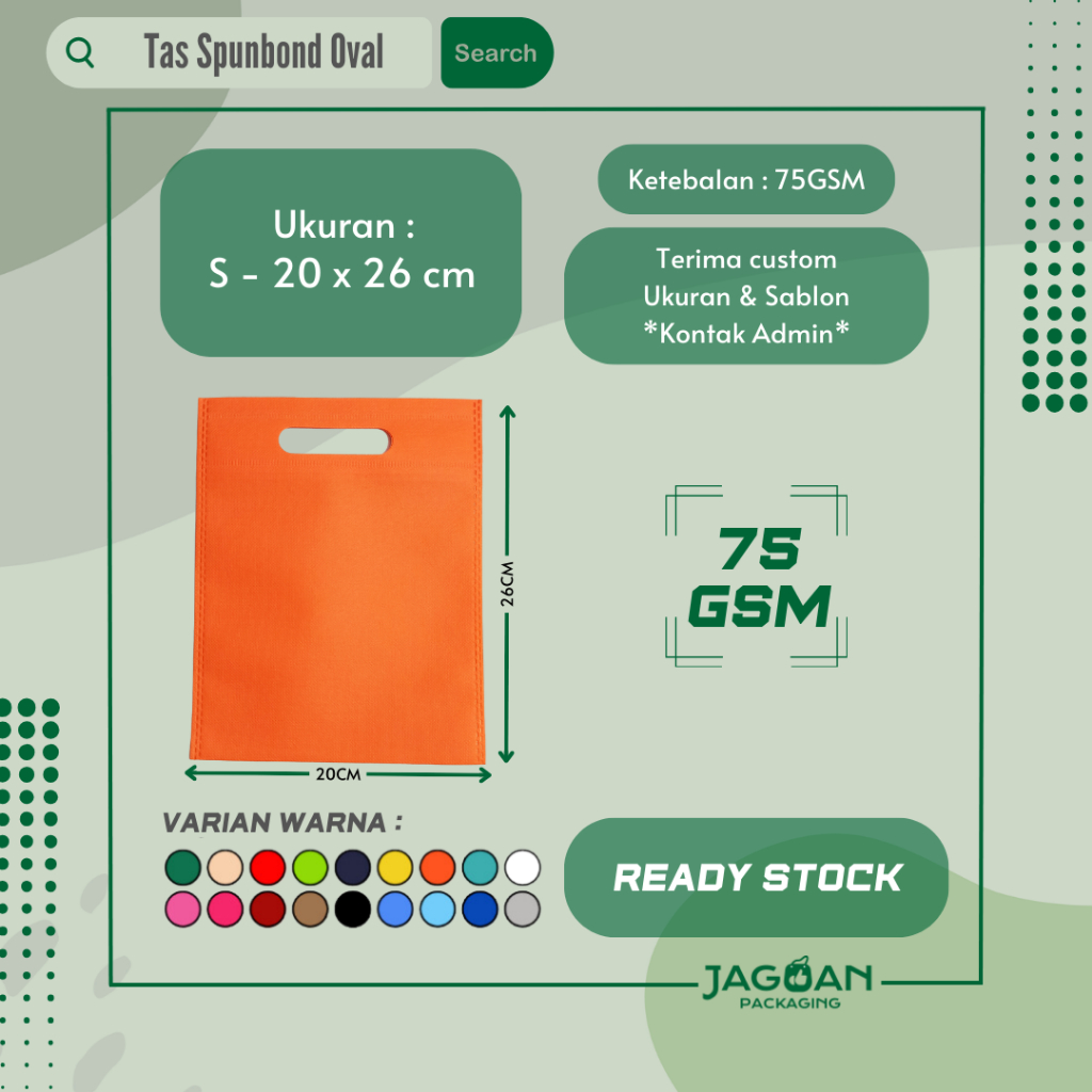 

Tas Goodie Bag Oval Spunbond Hampers Souvenir 20x26cm 75GSM