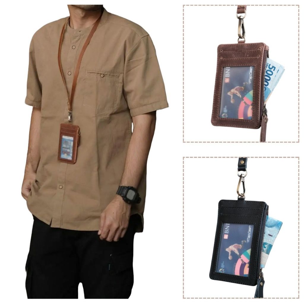 

Prabhu Lanyard - Nametag Lanyard Kulit Sapi Asli Kantoran Instansi Asli Slot Uang Emoney Souvenir - Ataya Leather