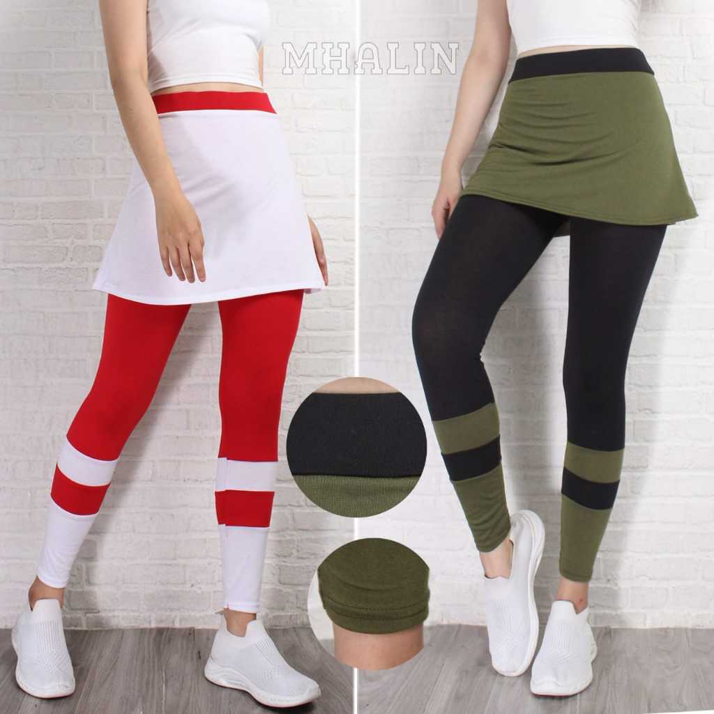 Celalna Rok Model terbaru - Rok Lejing Wanita Merah Putih terbaru - Legging Senam Wanita Sport - Leg