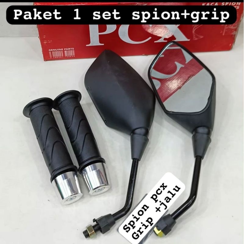 Paket Spion Standar PCX + Handgrip kaze Dan Jalu Stang PCX Besar Chrome vario125/150/160/pcx dll