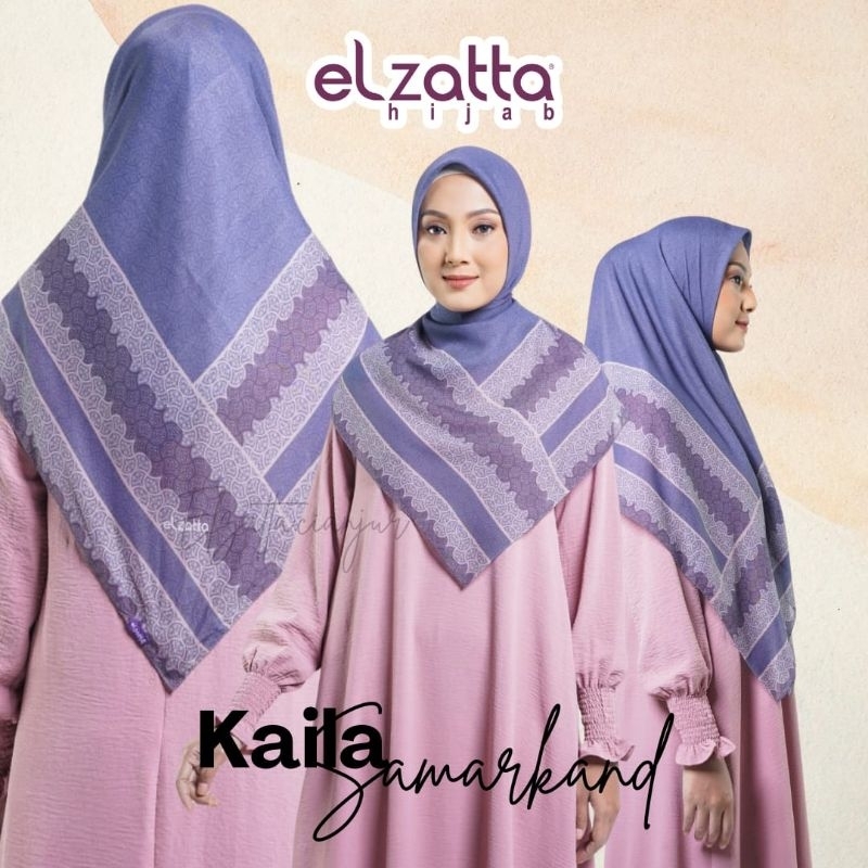 ELZATTA DAUKY HIJAB SEGI EMPAT KAILA SAMARKAND BAHAN VOAL PREMIUM MOTIF PREMIUM KERUDUNG ELZATTA JIL