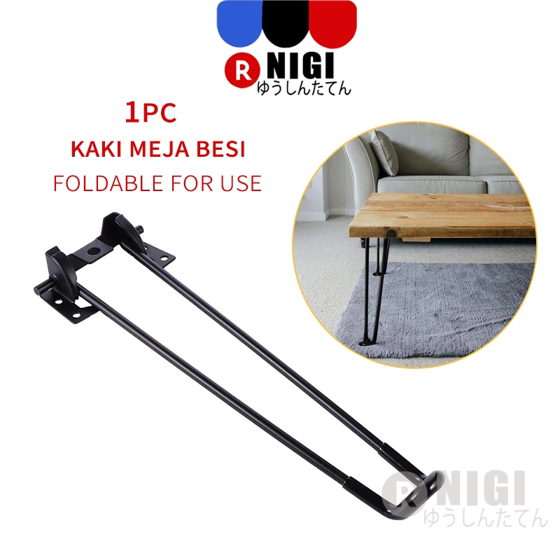 NIGI 43cm Kaki Besi Hairpin /Kaki Meja Lipat Hitam/ Hairpin Legs