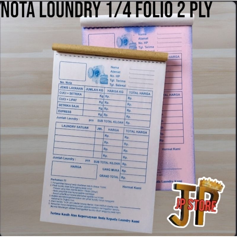 

NOTA LOUNDRY 2 PLY F 1/4 FOLIO - SIA KIRIM