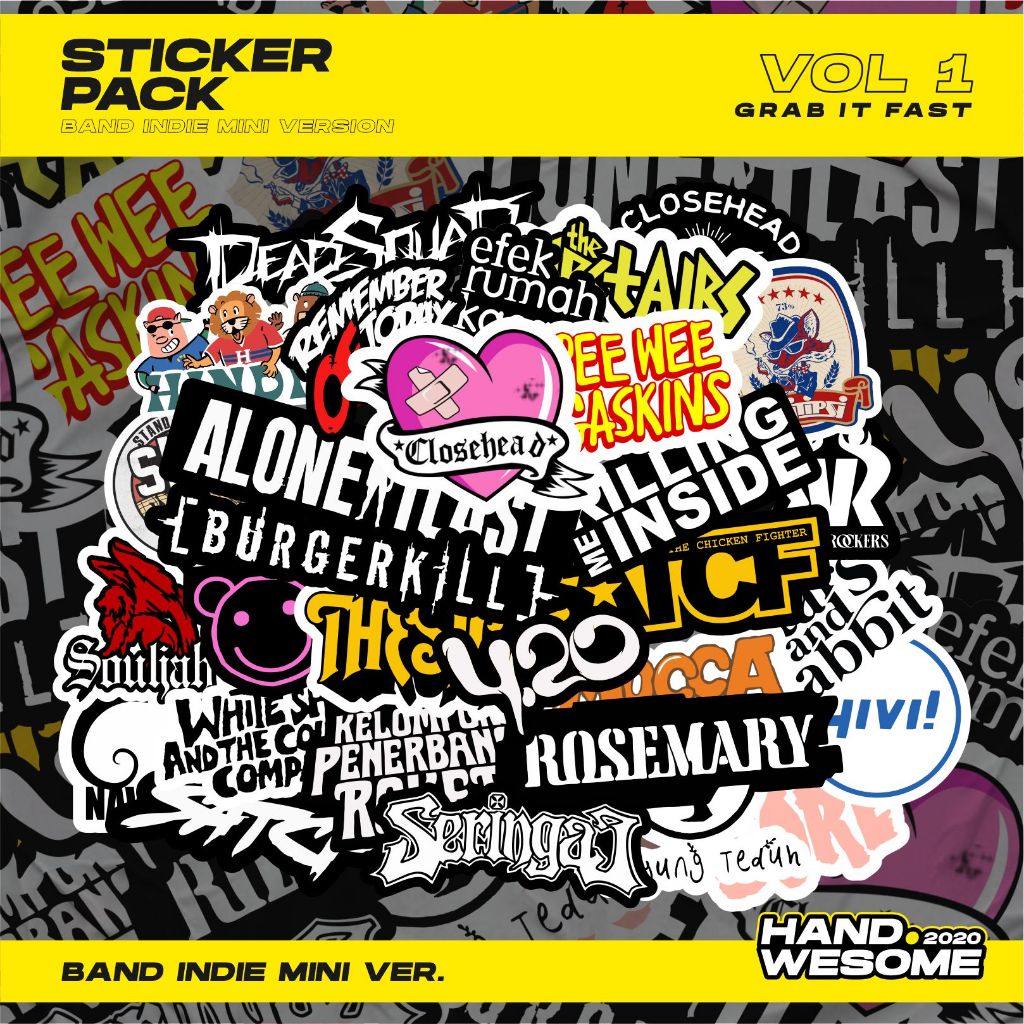 

Stiker Pack Band Indie Logo Mini Version anti air / anti banting / anti angin ribut