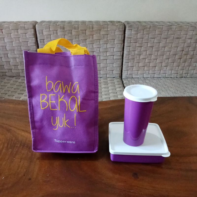 Tas Bekal Tempat Bekal Makanan dan Minuman Tupperware Bawa Bekal 1 Set