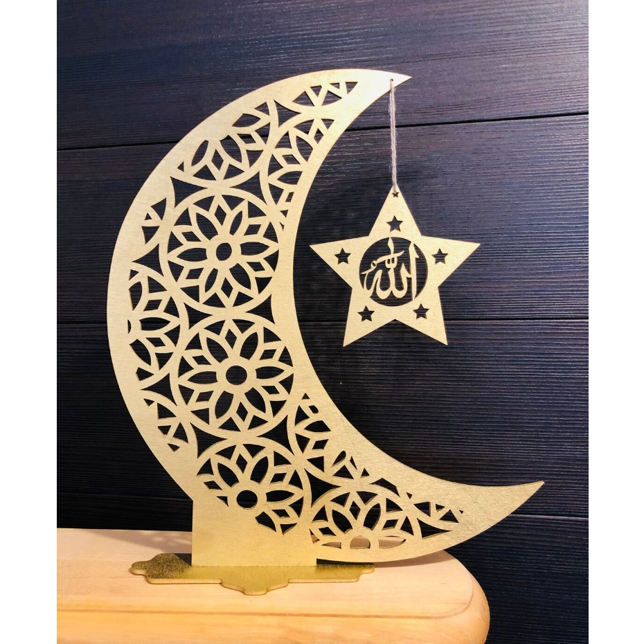 Hiasan Dinding Ramadan Kareem Eid Mubarak Gantung||Tanda Ramadhan Mubarak dan Set 4 Dekorasi, Tanda,