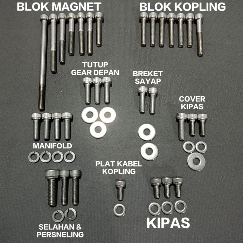 Baut Mesin f1zr F1ZR Asli Stainless Grade 304 Kunci L